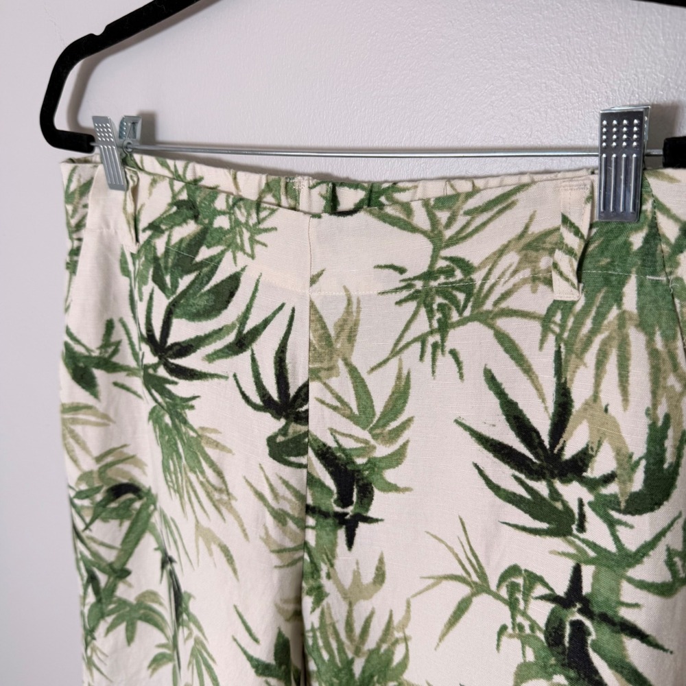 J. Jill Wide Leg Linen Blend Cropped Botanical Print Pants (Small P) Flowy Light - Picture 5 of 16